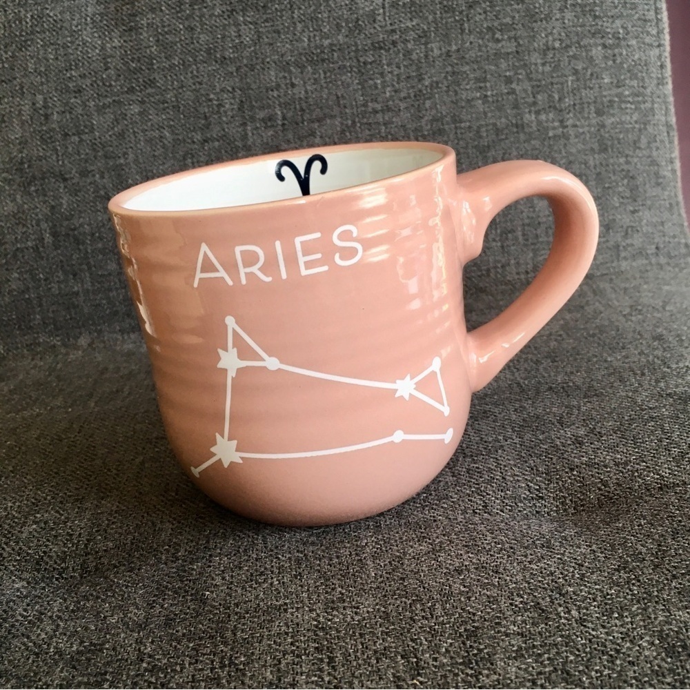 Aries Zodiac Star Constellation Mug Pink White 16 oz